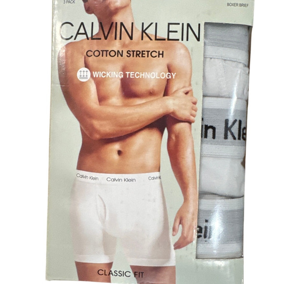 Calvin Klein Men's Large Boxers 3 Pack Cotton Tagless Stretch Boxer Brief NB2614 - Picture 4 of 5
